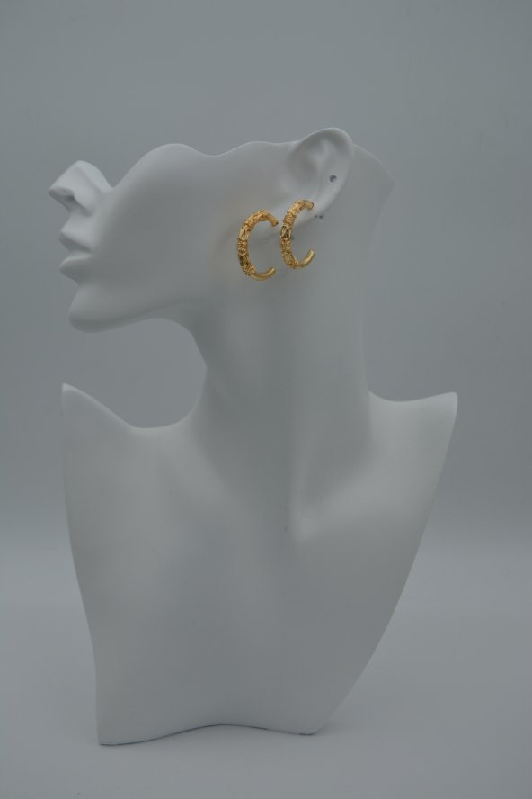 STONEAGE Halka Küpe Altın Kaplama Zarif Modern - Resim 5