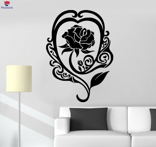 Duvar Çıkartmaları Oturma Odası, Yatak Odası Sticker Serin Oda Dekor Gül Çiçek Romantik Aşk Benzersiz Hediyelik