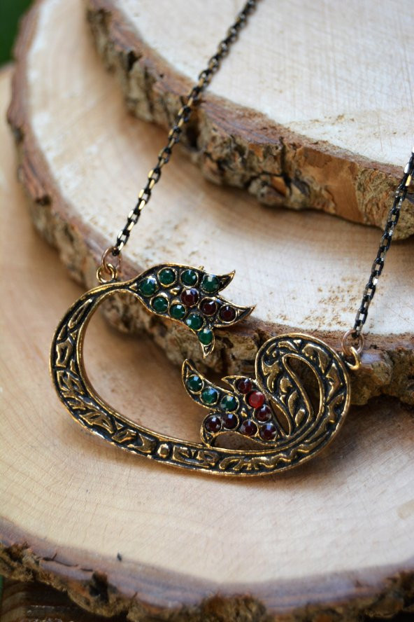 STONEAGE JEWELLERY Lal Doğal Taş Vav Bayan Kolye - Resim 2