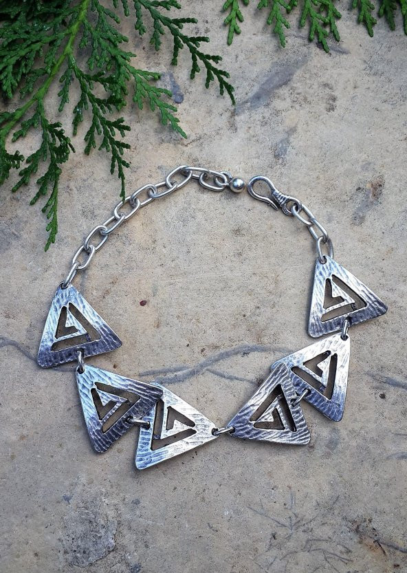 STONEAGE Antik Gümüş Vintage Bohem Bayan Bileklik - 3
