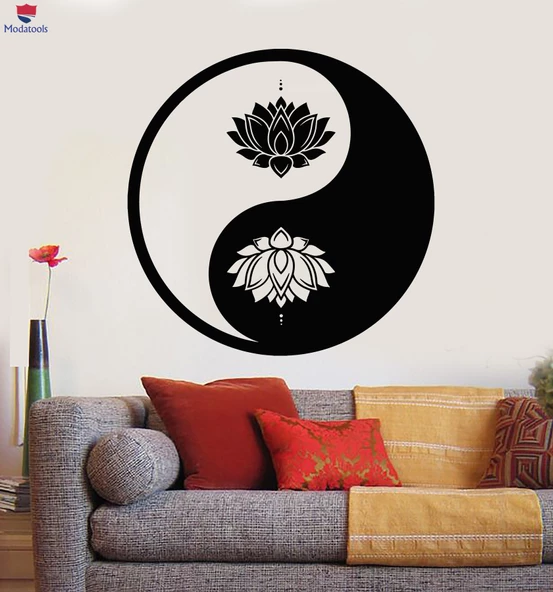 Oturma Odası, Yatak Odası Duvar Sticker Yin Yang Lotus Çiçeği Meditasyon Zen Yoga Çıkartmaları