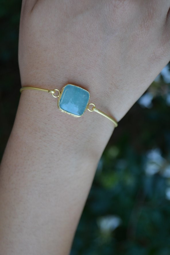 STONEAGE Aventurin Doğal Taş Tasarım Altın Kaplama Bayan Bileklik ürün görseli