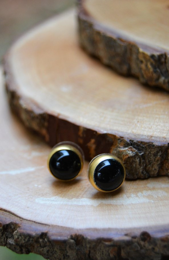 STONEAGE JEWELLERY Oniks Doğal Taş El Yapımı Küpe - 2