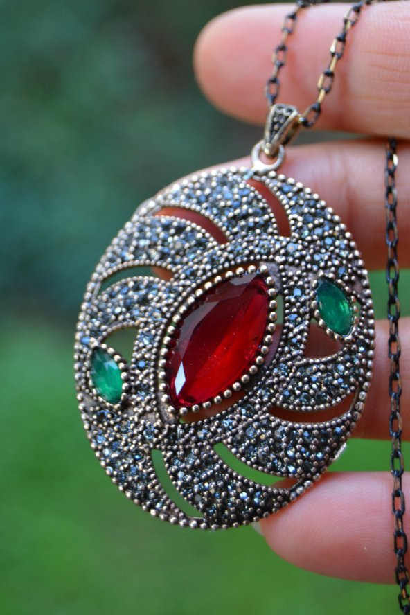 STONEAGE JEWELLERY Kök Yakut Taşlı Otantik Kolye