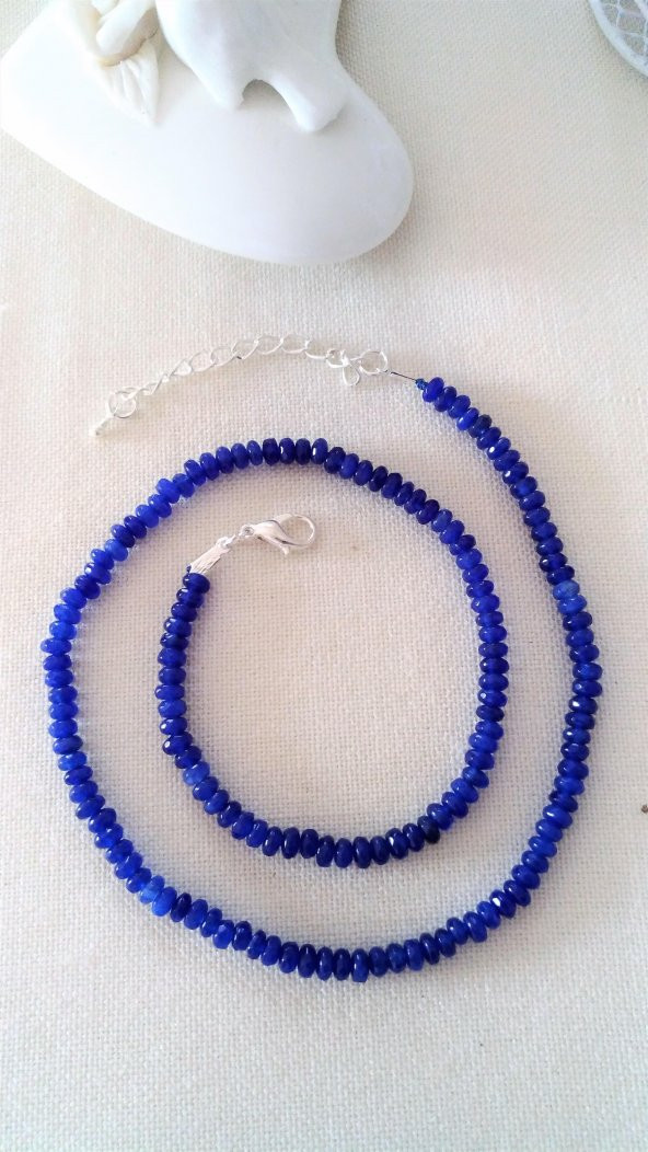 STONEAGE JEWELLERY Bayan Kolye Rondela Kesim Ceyt Doğal Taş - Resim 3