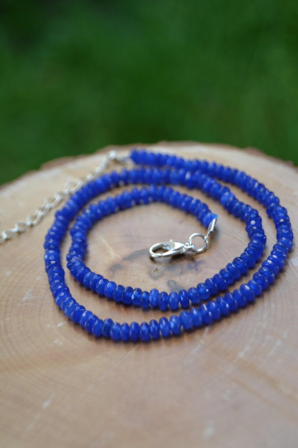 STONEAGE JEWELLERY Bayan Kolye Rondela Kesim Ceyt Doğal Taş - Resim 5