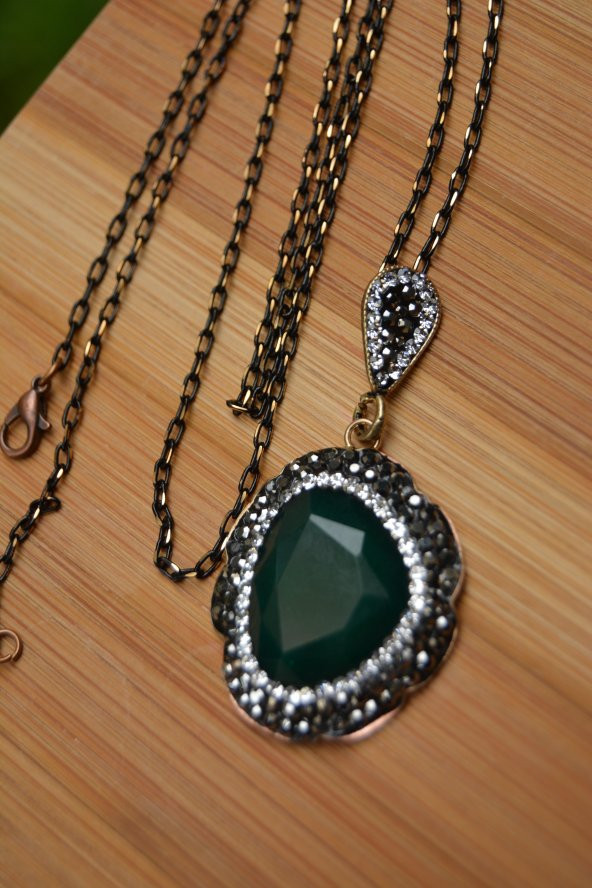 STONEAGE Özel Tasarım Pırlanta Görünümlü Bayan Kolye - 4