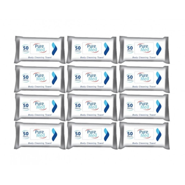 Puremed Vücut Temizleme Mendili 12 x 50 Li 600 Yaprak