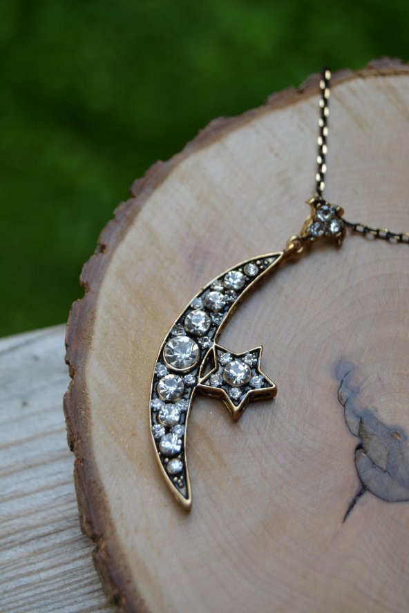 STONEAGE Türk Ay Yıldız Otantik Bayan Kolye - Resim 2