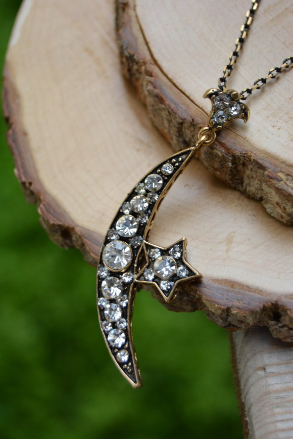 STONEAGE Türk Ay Yıldız Otantik Bayan Kolye - Resim 5