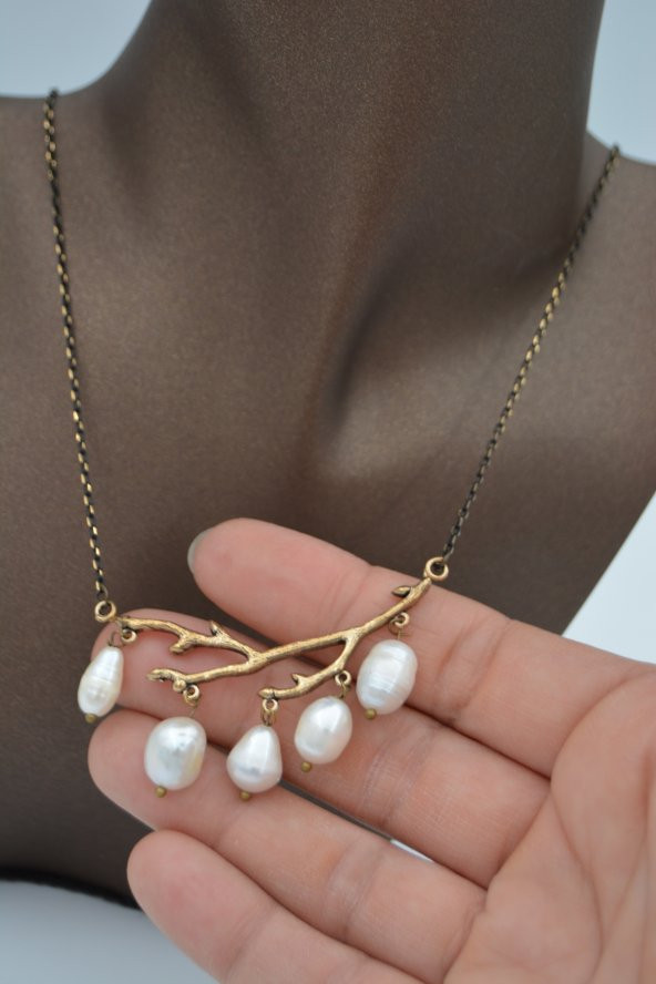 STONEAGE Gerçek İncili Ağaç Dalı Kolye ürün görseli