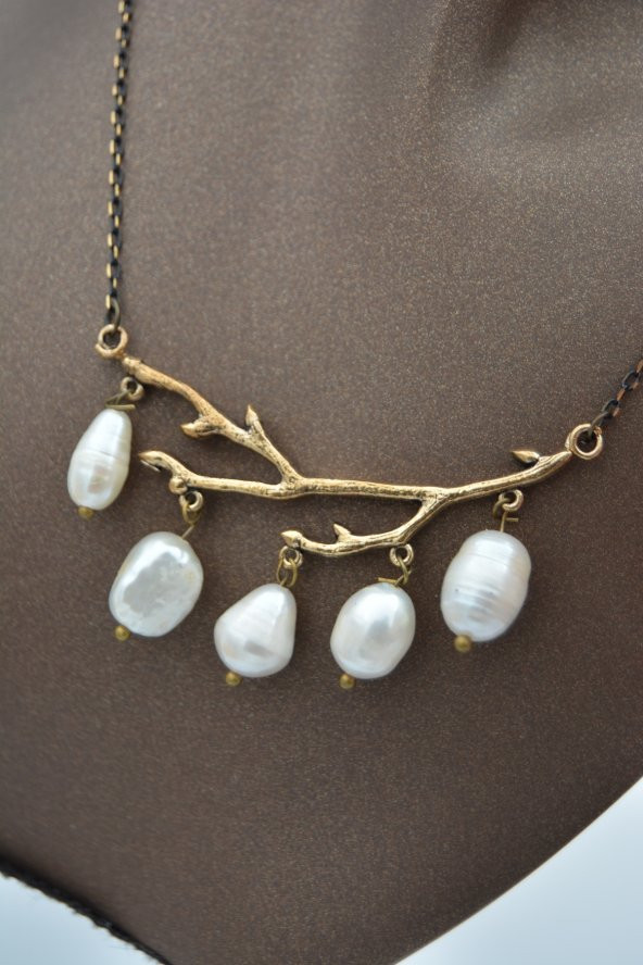 STONEAGE Gerçek İncili Ağaç Dalı Kolye - Resim 2