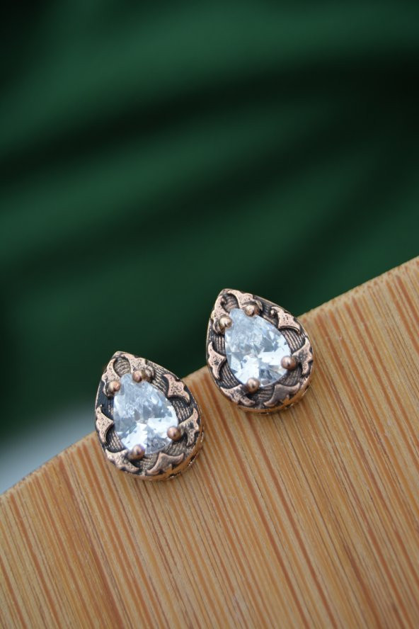 STONEAGE Elmas Model Bronz Küpe - Resim 4