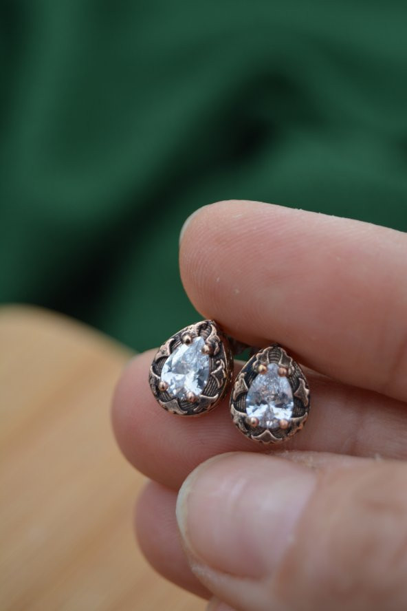 STONEAGE Elmas Model Bronz Küpe - Resim 5