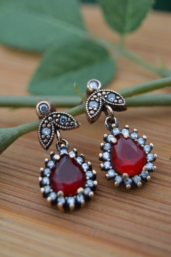 STONEAGE Yakut ve Zirkon Taşlı Zarif Küpe - 3