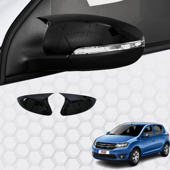 Dacia Sandero (2008-2020) - Yarasa Ayna Kapağı - (2 Parça ABS Plastik) - (HB-5K-Piano Black)