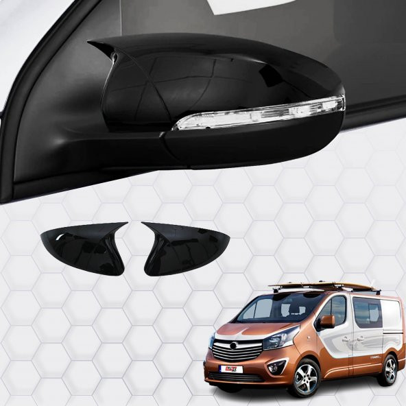 Opel Vivaro (2019+) - Yarasa Ayna Kapağı - (2 Parça ABS Plastik) - (Van-Piano Black)