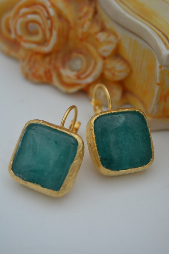 STONEAGE JADE TAŞLI EL YAPIMI KÜPE - Resim 3