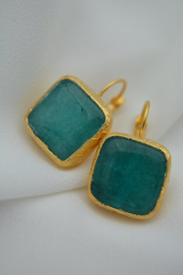 STONEAGE JADE TAŞLI EL YAPIMI KÜPE - Resim 5