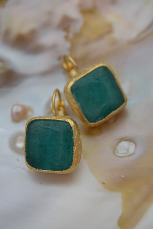 STONEAGE JADE TAŞLI EL YAPIMI KÜPE - Resim 6