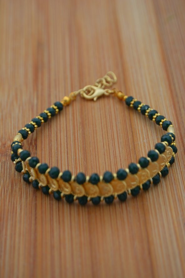 STONEAGE Bileklik Çek Kristali ve Yirmiiki Ayar Altın Kaplama - Resim 3