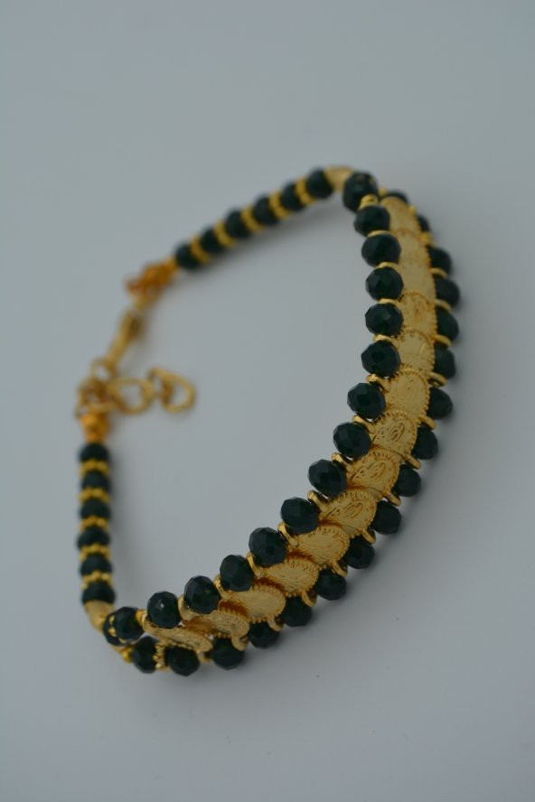 STONEAGE Bileklik Çek Kristali ve Yirmiiki Ayar Altın Kaplama - Resim 4