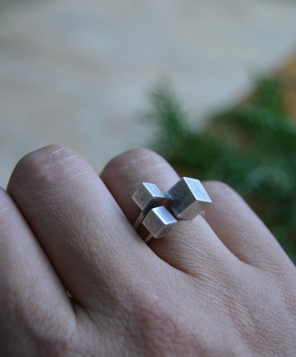 STONEAGE Bayan Antik Gümüş Bohem Ayarlanabilir Yüzük - Resim 4