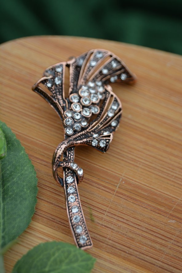 STONEAGE Broş Zirkon Taşlı Bronz - Resim 2