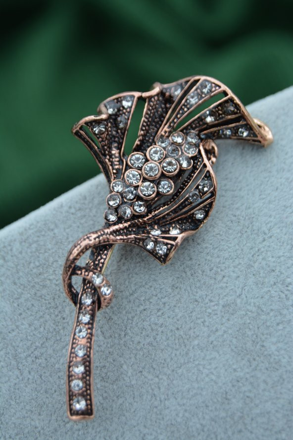 STONEAGE Broş Zirkon Taşlı Bronz - Resim 3