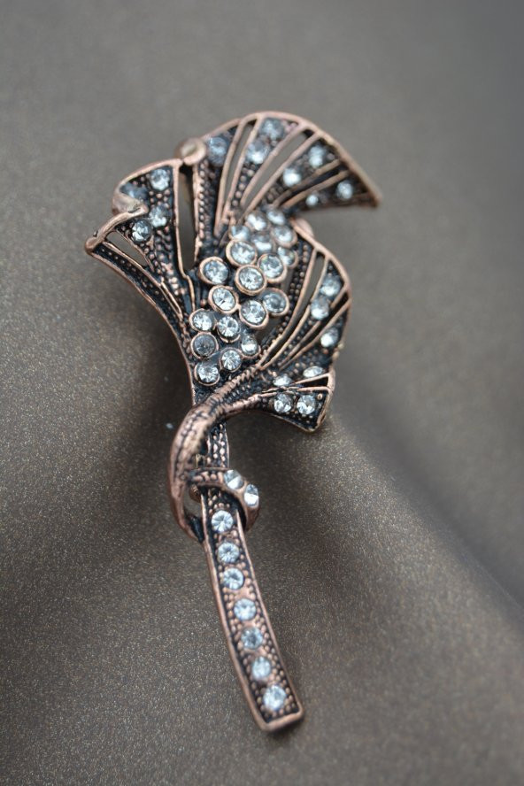 STONEAGE Broş Zirkon Taşlı Bronz - Resim 5