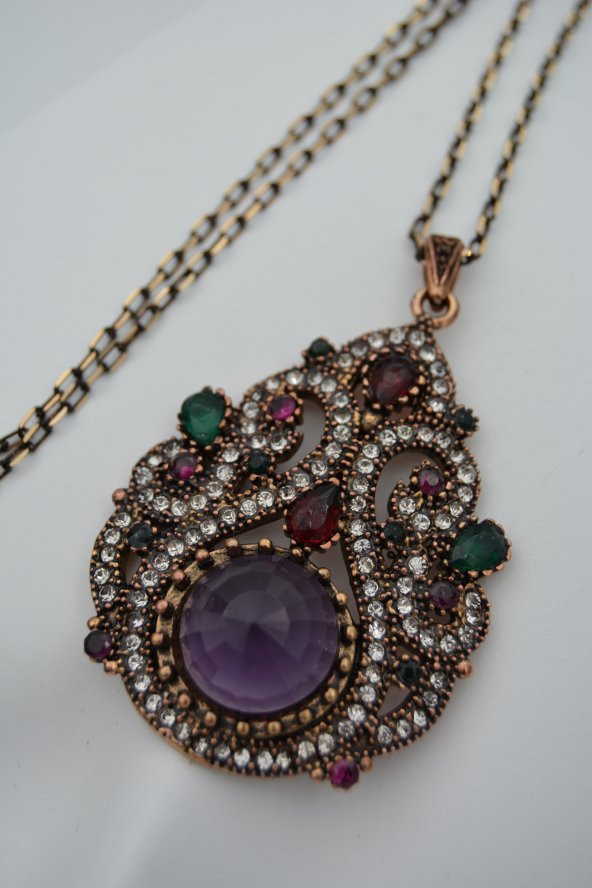 STONEAGE Bayan Kolye Zirkon Taşlı Saray Kolyesi - Resim 2