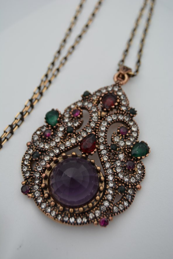 STONEAGE Bayan Kolye Zirkon Taşlı Saray Kolyesi - Resim 3