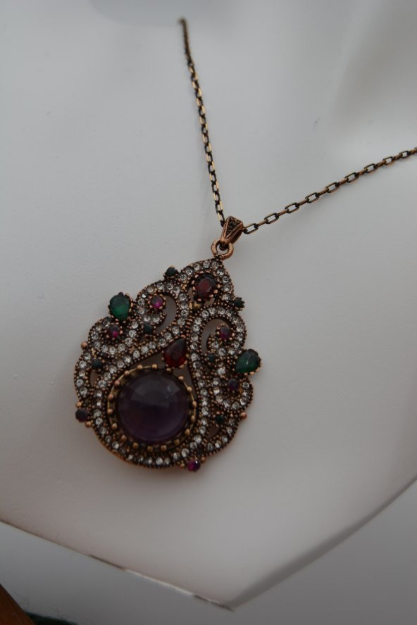 STONEAGE Bayan Kolye Zirkon Taşlı Saray Kolyesi - Resim 4