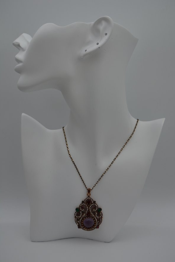 STONEAGE Bayan Kolye Zirkon Taşlı Saray Kolyesi - Resim 5