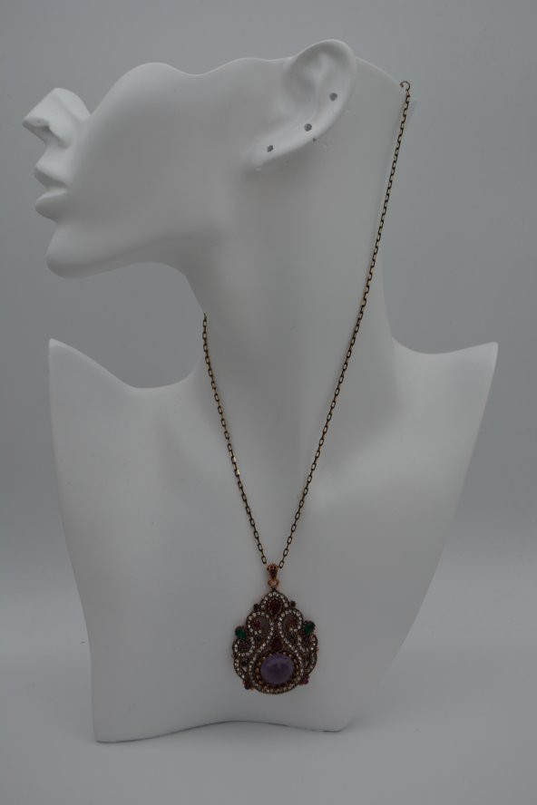 STONEAGE Bayan Kolye Zirkon Taşlı Saray Kolyesi - Resim 6