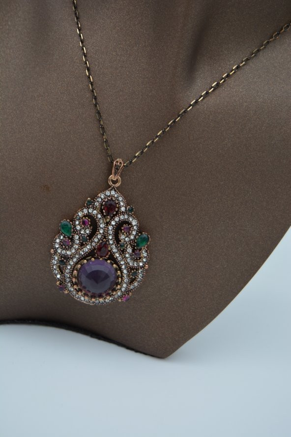 STONEAGE Bayan Kolye Zirkon Taşlı Saray Kolyesi - Resim 8