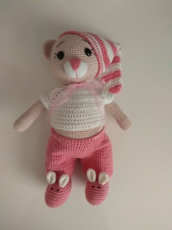 Süslü Ayıcık Amigurumi Organik Oyuncak - 1