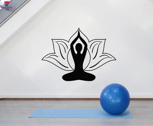 Oturma Odası, Yatak Odası Duvar Sticker Yoga Poz Meditasyon Odası Zen Çiçeği Lotus Çıkartmaları