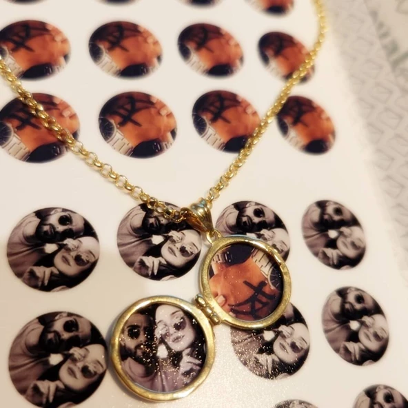 Altın Resimli Kolye Hayat Ağacı Tasarım Doç Zincir - Resim 4