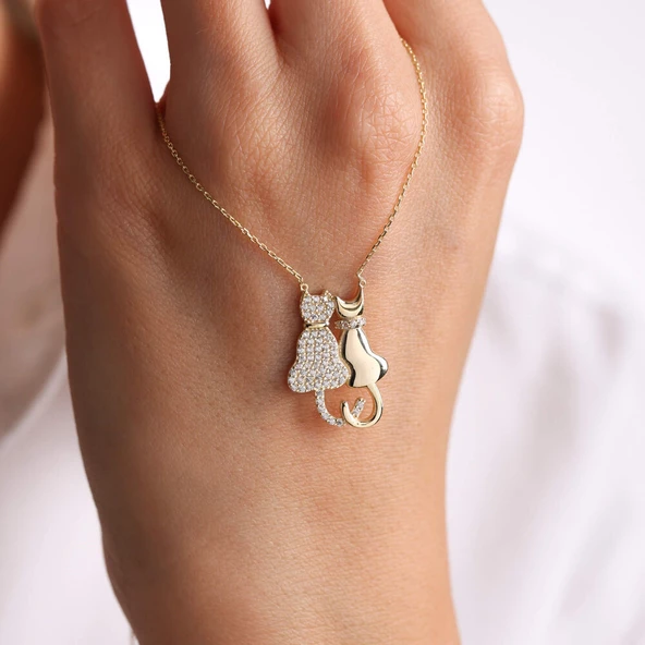 Altın Kedi Kolye 2.0 cm - Resim 3