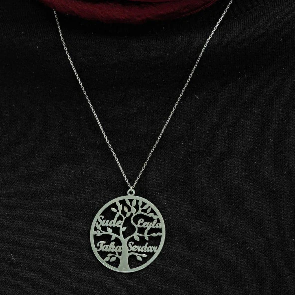 Hayat Ağacı İsimli 925 Gümüş Kadın Kolye - 4