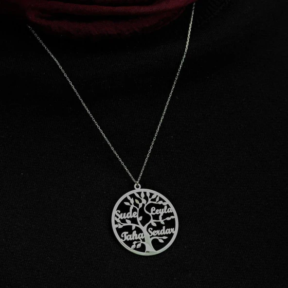 Hayat Ağacı İsimli 925 Gümüş Kadın Kolye - 5