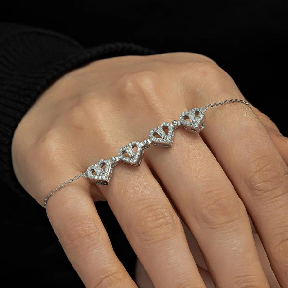 Açılır Kapanır Kalp Yonca Modeli 925 Gümüş Kadın Kolye - 6