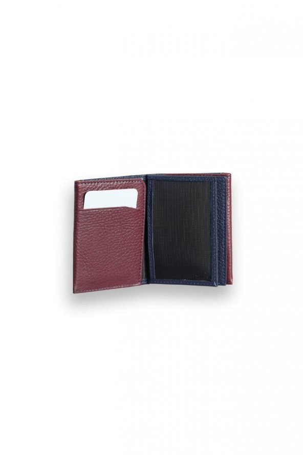 Guard Lacivert - Bordo Çift Renk Bölmeli Hakiki Deri Kartlık Erkek / Kadın P1309 - 4