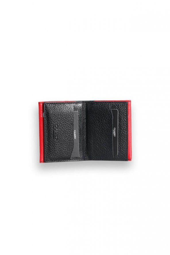 Guard Siyah - Kırmızı Çift Renk Bölmeli Hakiki Deri Kartlık Erkek / Kadın P1309 - 2