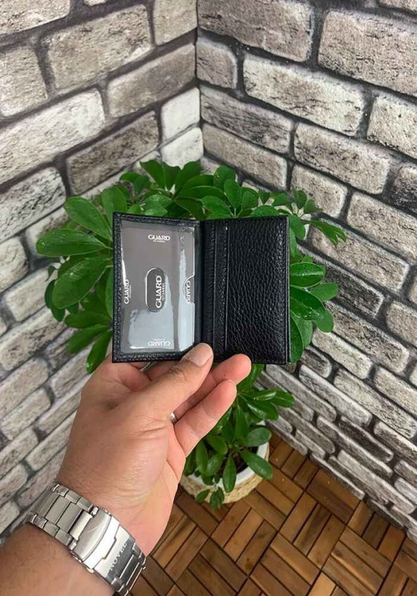Guard Siyah Hakiki Deri Kartlık Erkek / Kadın P1169 - 2
