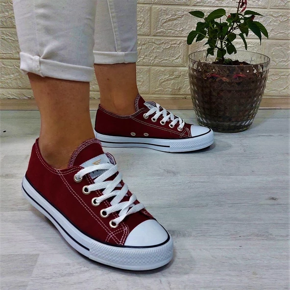 Fiyra 554 Bordo Kısa Unisex Sneaker Keten Spor Ayakkabı - 4