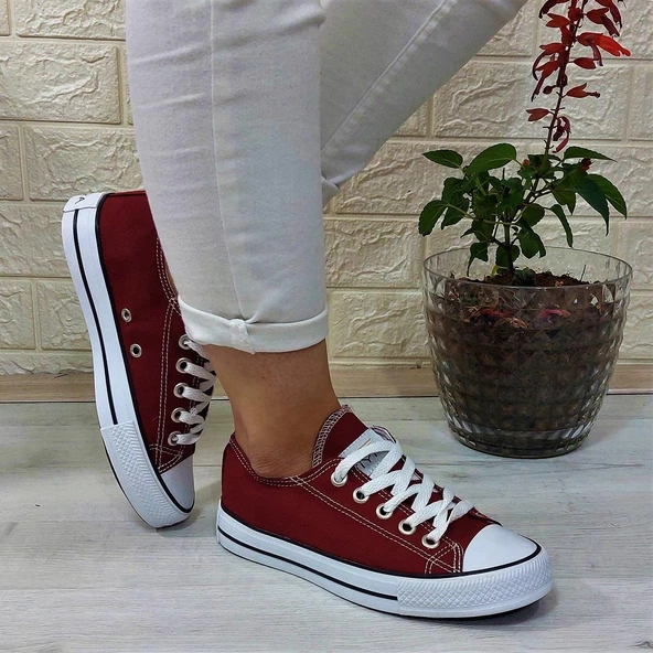 Fiyra 554 Bordo Kısa Unisex Sneaker Keten Spor Ayakkabı - 5