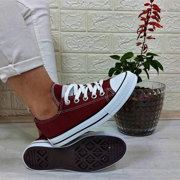 Fiyra 554 Bordo Kısa Unisex Sneaker Keten Spor Ayakkabı - 2