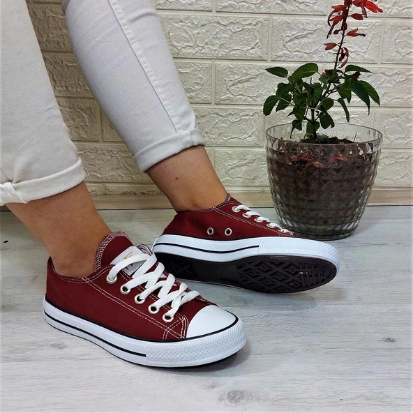 Fiyra 554 Bordo Kısa Unisex Sneaker Keten Spor Ayakkabı - 3